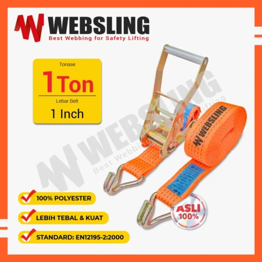 Ratchet Tie Down-Lashing Belt 1 Ton 1 Inch WEBSLING